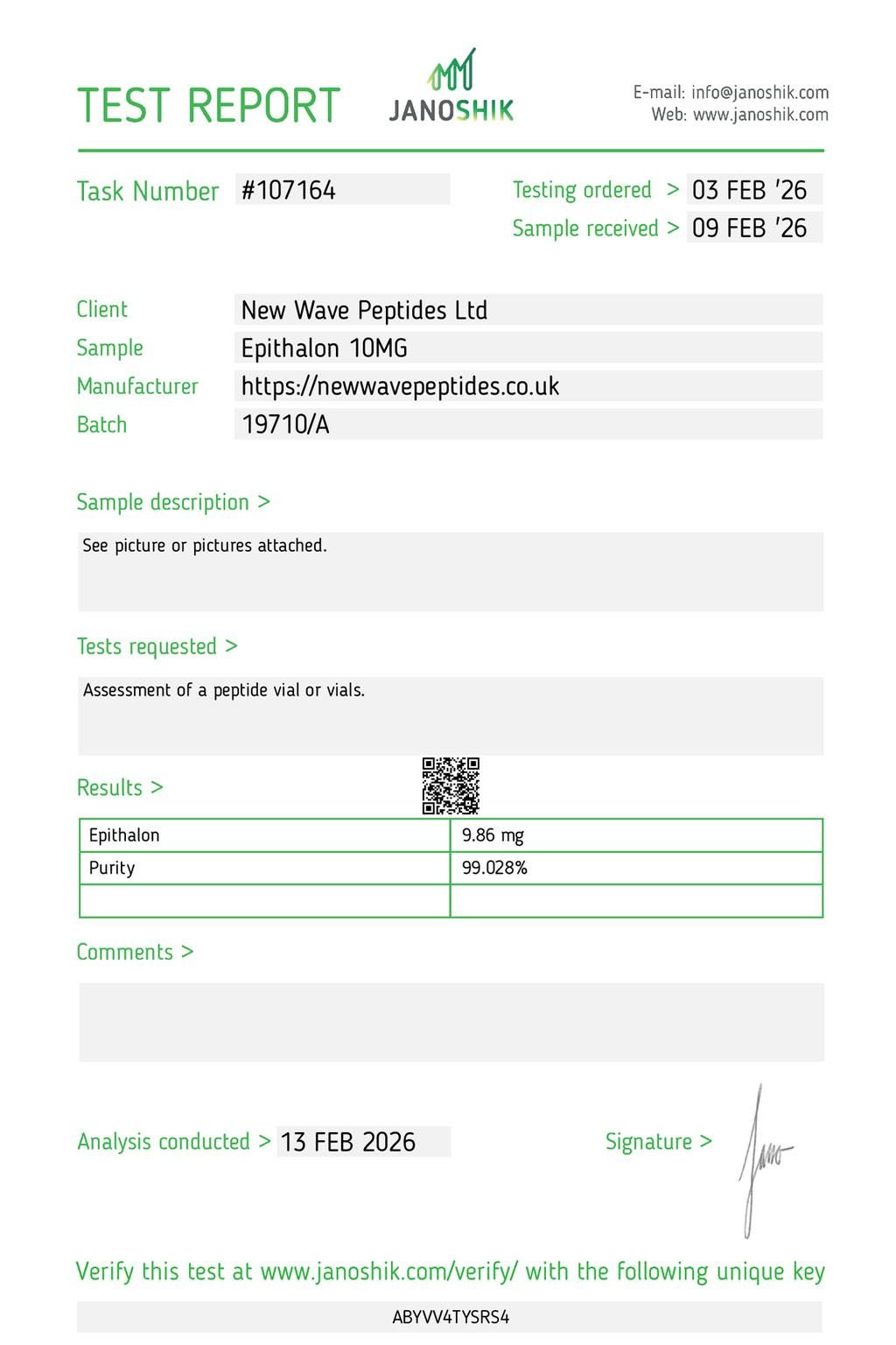 Janoshik Test Report KPV