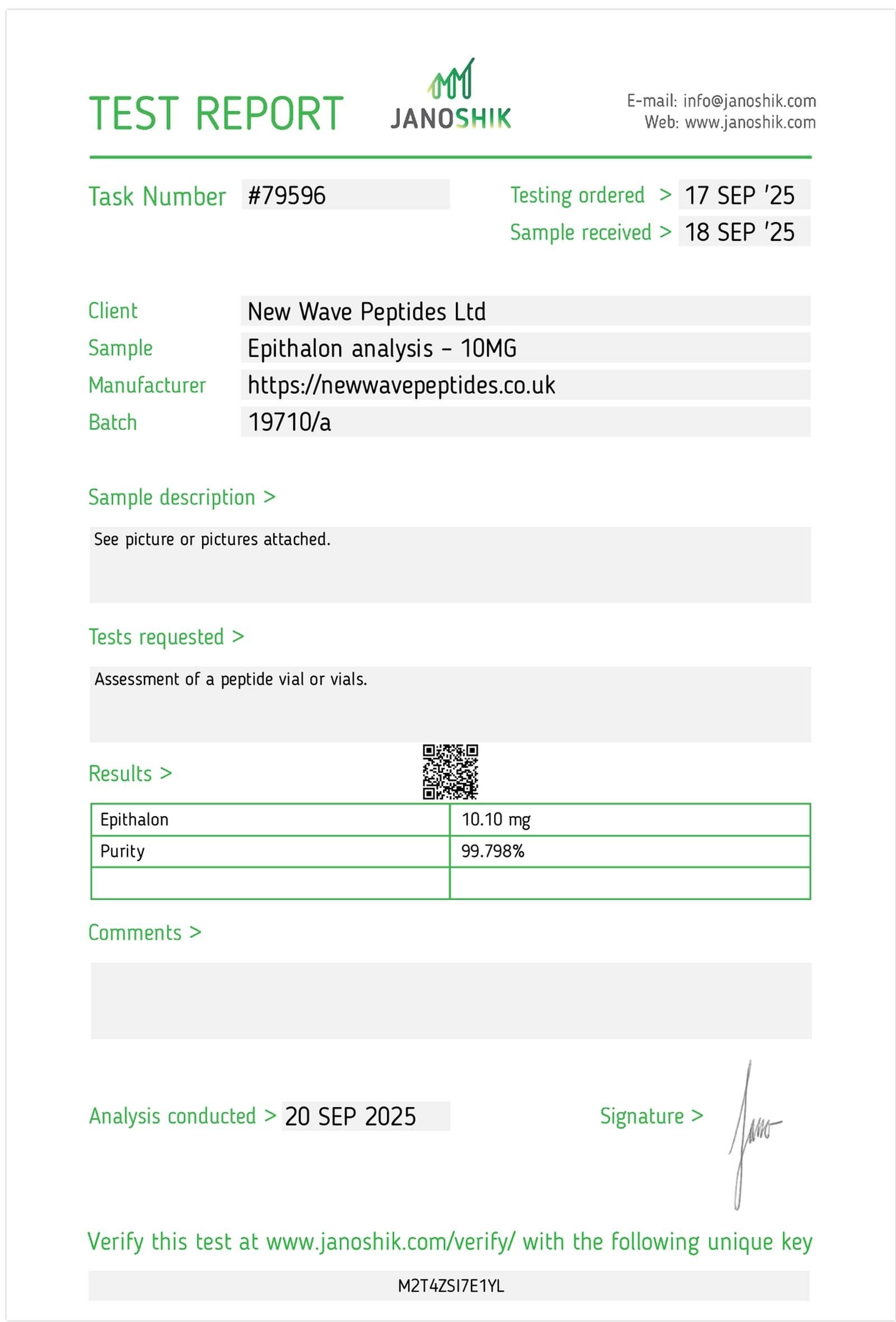Janoshik Test Report KPV